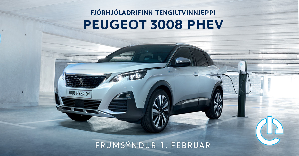 Fjórhjóladrifinn Peugeot 3008 PHEV frumsýndur á laugardaginn!