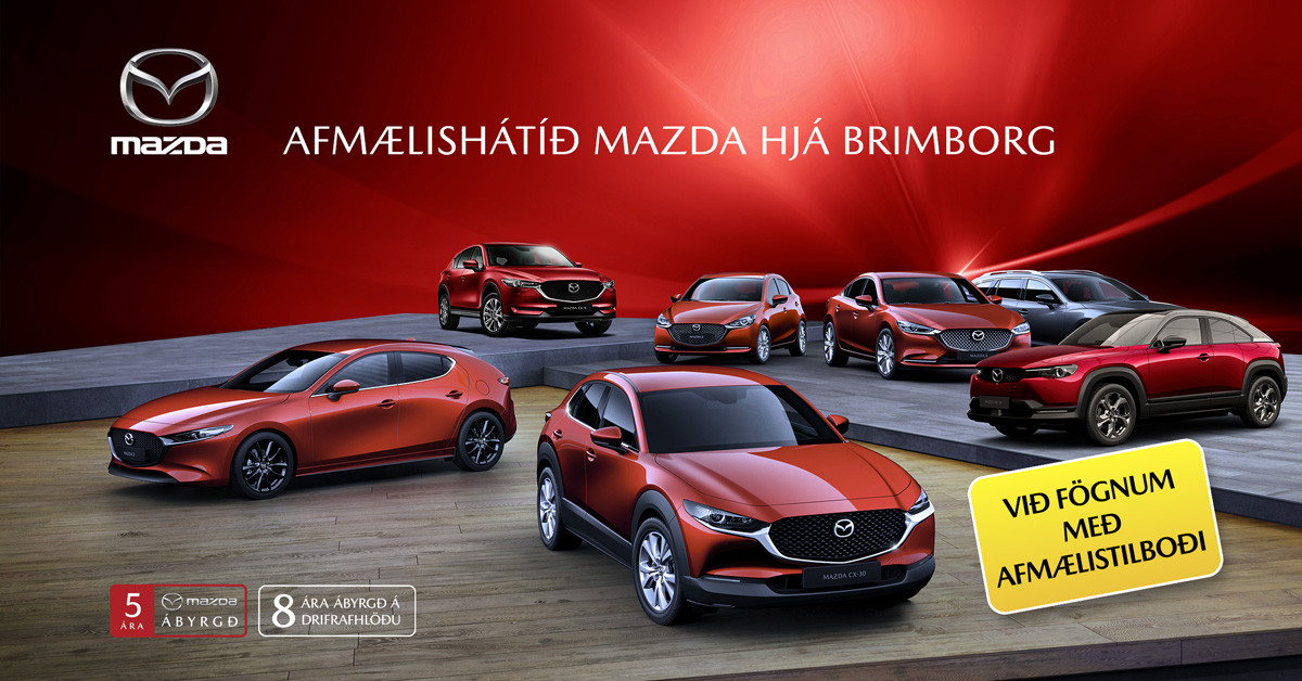 Mazda fagnar 15 árum hjá Brimborg með veglegum afmælistilboðum