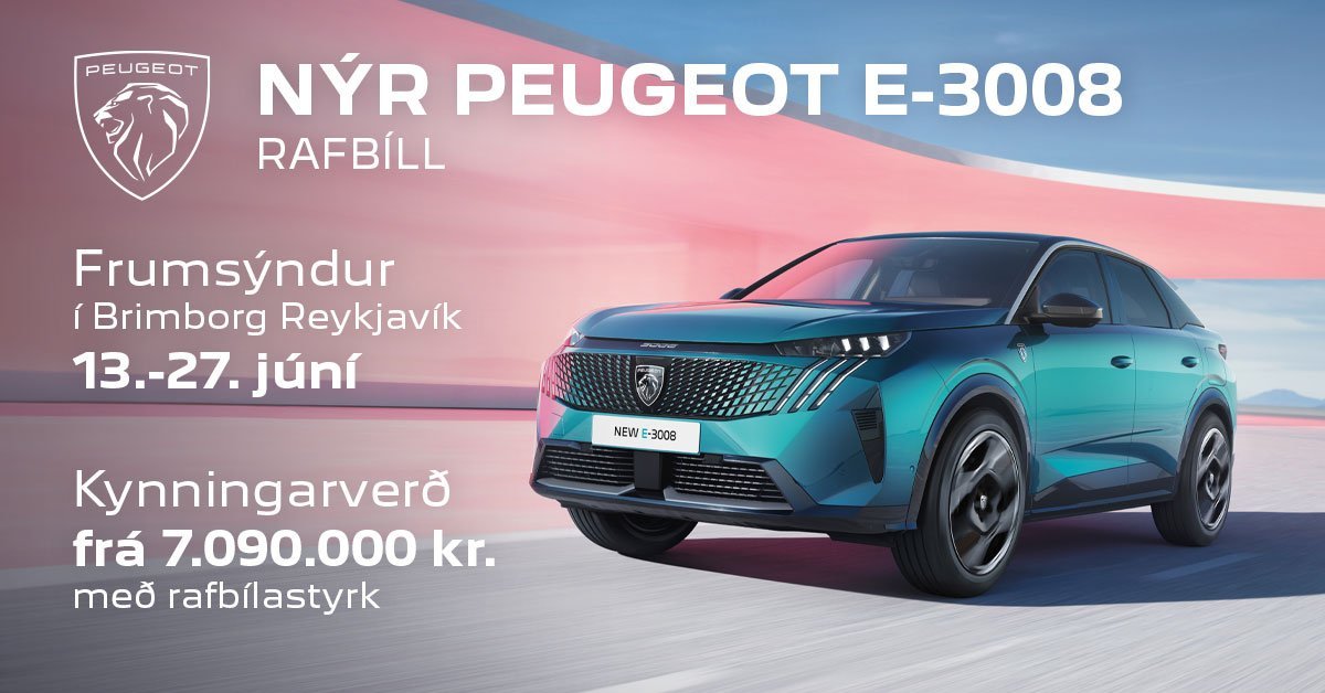 Komdu á frumsýningu á glænýjum Peugeot E-3008 rafbíl með allt að 525 km drægni.